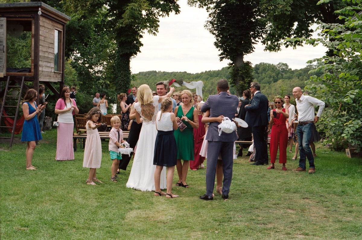 Guests gathered together on the lawn