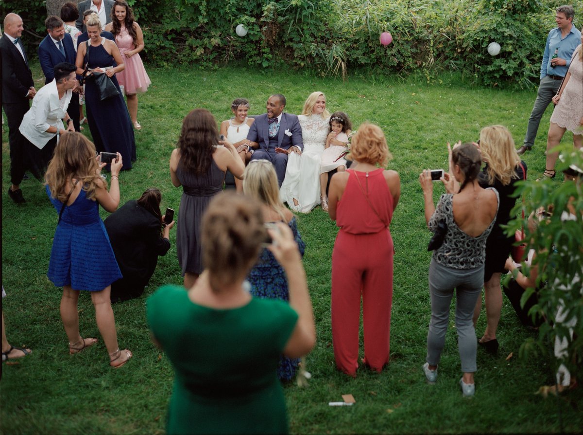 Guests gathered on the lawn during the celebration